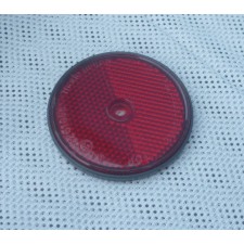 REFLECTOR - RED - WITH HOLE FOR SCREW -  (60mm) - BLACK HEM